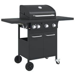 vidaXL Gas BBQ Grill with 4 Burners Gas Barbecue Black Powder-coated Steel
