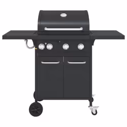 vidaXL Gas BBQ Grill with 4 Burners Gas Barbecue Black Powder-coated Steel