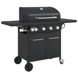vidaXL Gas BBQ Grill with 5 Burners Gas Barbecue Black Powder-coated Steel