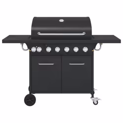 vidaXL Gas BBQ Grill with 7 Burners Gas Barbecue Black Powder-coated Steel