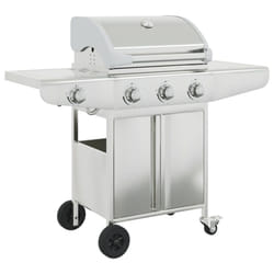vidaXL Gas BBQ Grill with 4 Burners Gas Barbecue Grill Silver Stainless Steel