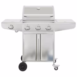 vidaXL Gas BBQ Grill with 4 Burners Gas Barbecue Grill Silver Stainless Steel