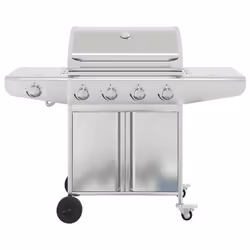 vidaXL Gas BBQ Grill with 5 Burners Gas Barbecue Grill Silver Stainless Steel