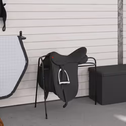 vidaXL Saddle Rack 3 Legged Freestanding Saddle Stand Saddle Holder Black Iron