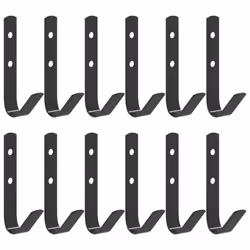 vidaXL Wall Hooks J Shape Hooks Wall Hanger Garage Hooks 12 pcs Black Steel