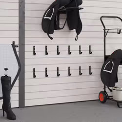vidaXL Wall Hooks J Shape Hooks Wall Hanger Garage Hooks 12 pcs Black Steel
