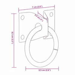 vidaXL Hitching Rings with Plates Horse Block Tie Ring 3 pcs Silver Steel