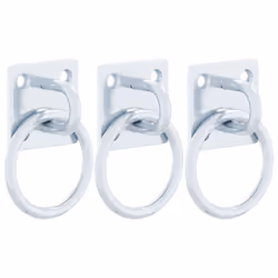 vidaXL Hitching Rings with Plates Horse Block Tie Ring 3 pcs Silver Steel