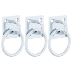 vidaXL Hitching Rings with Plates Horse Block Tie Ring 3 pcs Silver Steel