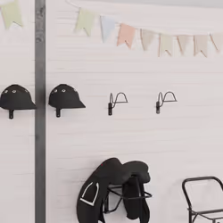 vidaXL Helmet Rack for Equestrian Wall Mounted Helmet Holder Hook Black Steel