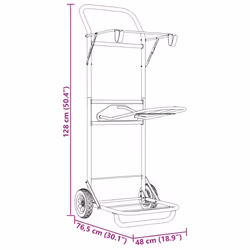 vidaXL Saddle Trolley Foldable Tack Cart Storage Hand Truck Dolly Black Steel