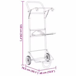 vidaXL Saddle Trolley Foldable Tack Cart Storage Hand Truck Dolly Black Steel