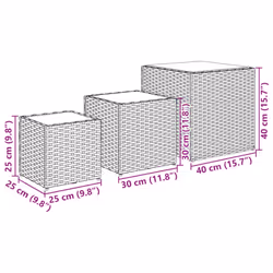 vidaXL Garden Planters Outdoor Flower Pot Planter Pot 3 pcs Black Poly Rattan