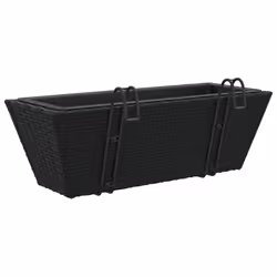 vidaXL Planters with hooks Patio Flower Pot Raised Bed 2 pcs Black Poly Rattan - Additional view 6