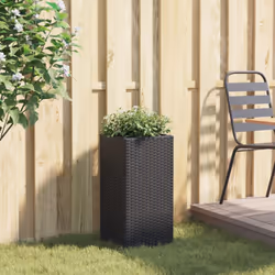 vidaXL Garden Planter Outdoor Flower Pot Patio Planter Pot Black Poly Rattan - Additional view 2