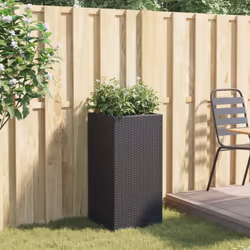 vidaXL Garden Planter Outdoor Flower Pot Patio Planter Pot Black Poly Rattan - Additional view 2