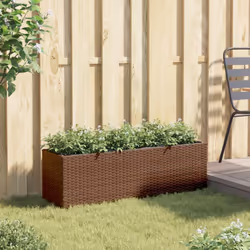 vidaXL Garden Planter with 3 Pots Flower Pot Planter Pot Brown Poly Rattan - Additional view 2