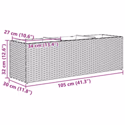vidaXL Garden Planter with 3 Pots Flower Pot Planter Pot Brown Poly Rattan - Additional view 3
