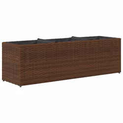 vidaXL Garden Planter with 3 Pots Flower Pot Planter Pot Brown Poly Rattan - Additional view 6