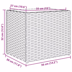 vidaXL Garden Planter Outdoor Flower Pot Patio Planter Pot Grey Poly Rattan - Additional view 10