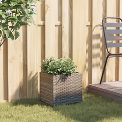 vidaXL Garden Planter Outdoor Flower Pot Patio Planter Pot Grey Poly Rattan - Additional view 2