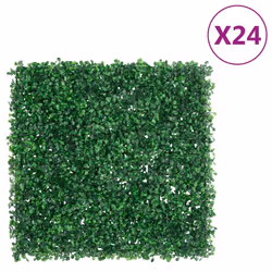 vidaXL Artificial Shrub Leaf Fence Privacy Fence ScreenÂ 24 pcs Green 50x50 cm