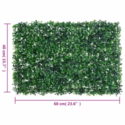 vidaXL Artificial Shrub Leaf Fence Privacy Fence ScreenÂ 24 pcs Green 40x60 cm - Additional view 7