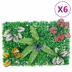 vidaXL Artificial Plant Fence Garden Privacy Fence Screen 6 pcs Green 40x60 cm