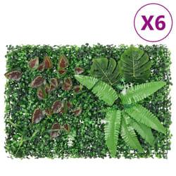 vidaXL Artificial Plant Fence Garden Privacy Fence ScreenÂ 6 pcs Green 40x60 cm