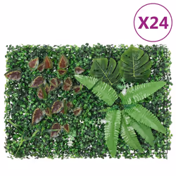 vidaXL Artificial Plant Fence Garden Privacy Fence Screen 24 pcs Green 40x60cm