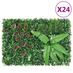 vidaXL Artificial Plant Fence Garden Privacy Fence ScreenÂ 24 pcs Green 40x60cm