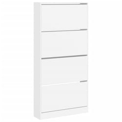 vidaXL Shoe Cabinet with 4 Flip-Drawers Shoe Storage Shelf Shoe Rack Cupboard - white, 80 x 21 x 163.5 cm