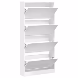 vidaXL Shoe Cabinet with 4 Flip-Drawers Shoe Storage Shelf Shoe Rack Cupboard - white, 80 x 21 x 163.5 cm - Additional view 4