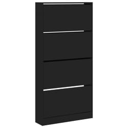 vidaXL Shoe Cabinet with 4 Flip-Drawers Shoe Storage Shelf Shoe Rack Cupboard - black, 80 x 21 x 163.5 cm