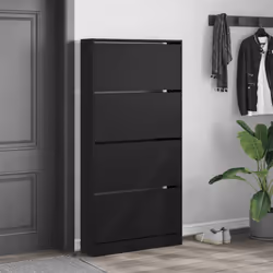 vidaXL Shoe Cabinet with 4 Flip-Drawers Shoe Storage Shelf Shoe Rack Cupboard - black, 80 x 21 x 163.5 cm