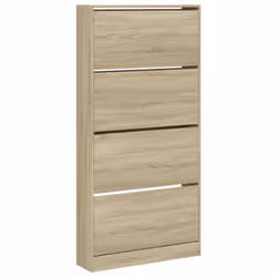 vidaXL Shoe Cabinet with 4 Flip-Drawers Shoe Storage Shelf Shoe Rack Cupboard - sonoma oak, 80 x 21 x 163.5 cm
