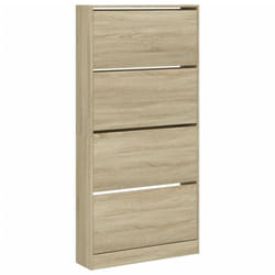 vidaXL Shoe Cabinet with 4 Flip-Drawers Shoe Storage Shelf Shoe Rack Cupboard - sonoma oak, 80 x 21 x 163.5 cm