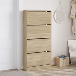 vidaXL Shoe Cabinet with 4 Flip-Drawers Shoe Storage Shelf Shoe Rack Cupboard - sonoma oak, 80 x 21 x 163.5 cm