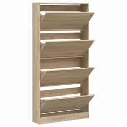 vidaXL Shoe Cabinet with 4 Flip-Drawers Shoe Storage Shelf Shoe Rack Cupboard - sonoma oak, 80 x 21 x 163.5 cm - Additional view 4
