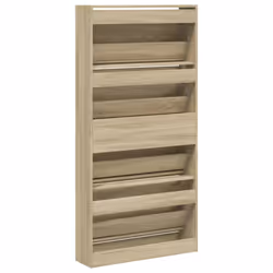 vidaXL Shoe Cabinet with 4 Flip-Drawers Shoe Storage Shelf Shoe Rack Cupboard - sonoma oak, 80 x 21 x 163.5 cm - Additional view 7