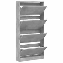 vidaXL Shoe Cabinet with 4 Flip-Drawers Shoe Storage Shelf Shoe Rack Cupboard - concrete grey, 80 x 21 x 163.5 cm - Additional view 4