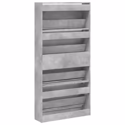 vidaXL Shoe Cabinet with 4 Flip-Drawers Shoe Storage Shelf Shoe Rack Cupboard - concrete grey, 80 x 21 x 163.5 cm - Additional view 7