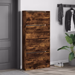 vidaXL Shoe Cabinet with 4 Flip-Drawers Shoe Storage Shelf Shoe Rack Cupboard - smoked oak, 80 x 21 x 163.5 cm - Additional view 2
