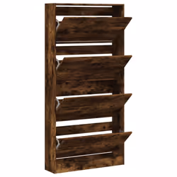 vidaXL Shoe Cabinet with 4 Flip-Drawers Shoe Storage Shelf Shoe Rack Cupboard - smoked oak, 80 x 21 x 163.5 cm - Additional view 4