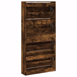 vidaXL Shoe Cabinet with 4 Flip-Drawers Shoe Storage Shelf Shoe Rack Cupboard - smoked oak, 80 x 21 x 163.5 cm - Additional view 7