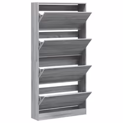 vidaXL Shoe Cabinet with 4 Flip-Drawers Shoe Storage Shelf Shoe Rack Cupboard - grey sonoma, 80 x 21 x 163.5 cm - Additional view 4