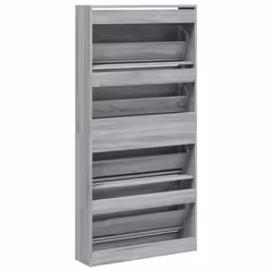 vidaXL Shoe Cabinet with 4 Flip-Drawers Shoe Storage Shelf Shoe Rack Cupboard - grey sonoma, 80 x 21 x 163.5 cm - Additional view 7