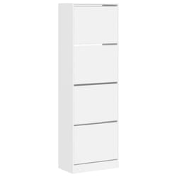 vidaXL Shoe Cabinet with 4 Flip-Drawers Shoe Storage Shelf Shoe Rack Cupboard - white, 60 x 34 x 187.5 cm