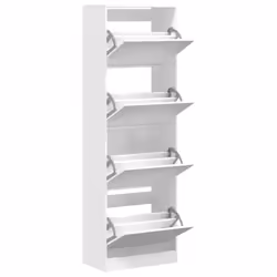 vidaXL Shoe Cabinet with 4 Flip-Drawers Shoe Storage Shelf Shoe Rack Cupboard - white, 60 x 34 x 187.5 cm - Additional view 4
