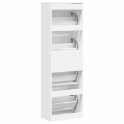 vidaXL Shoe Cabinet with 4 Flip-Drawers Shoe Storage Shelf Shoe Rack Cupboard - white, 60 x 34 x 187.5 cm - Additional view 7